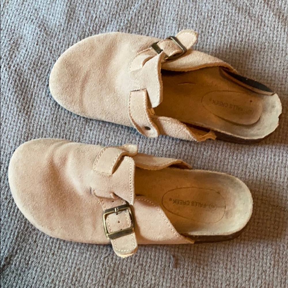 Tan slip on shoes